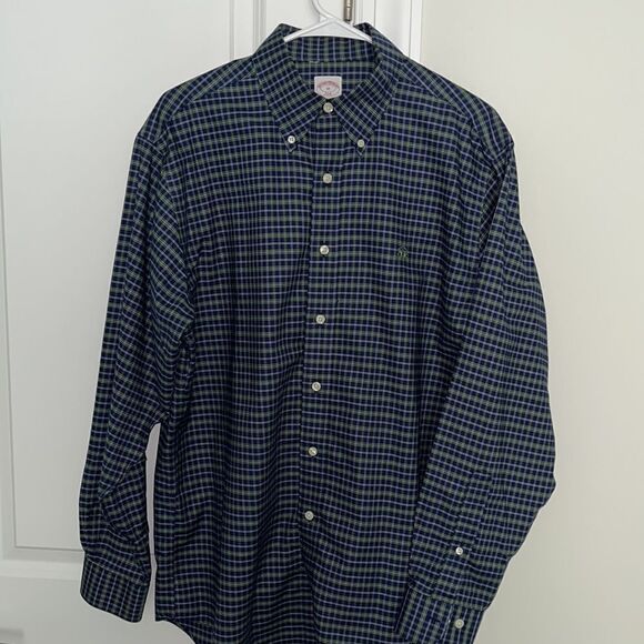 New Brooks Brothers Golden Fleece Blue Green plaid supima original polo shirt-M - Picture 2 of 4